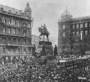 Вацлавская площадь в Праге 28 октября 1918 г.